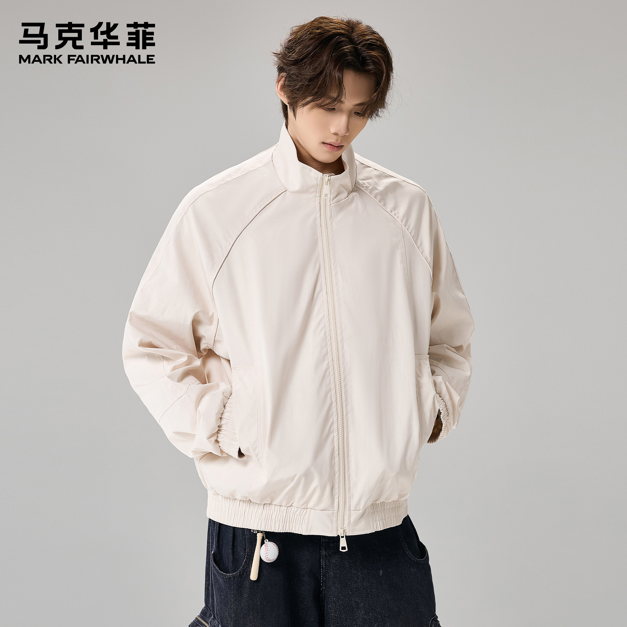 马克华菲夹克男春季新款潮牌美式高街双拉链飞行员工装冲锋衣外套