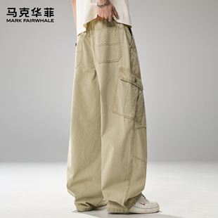 马克华菲工装裤男潮牌日系复古cityboy高街多口袋拼接宽松伞兵裤