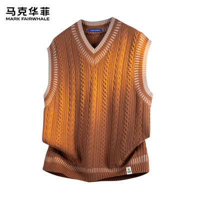 马克华菲无袖毛衣针织背心男2025新款秋冬季保暖内搭套头坎肩马甲
