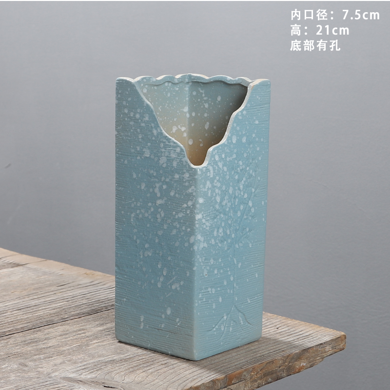 缺口悬崖桩花盆陶瓷素烧透气瘦高多肉盆景紫乐玉坠切口复古老桩盆
