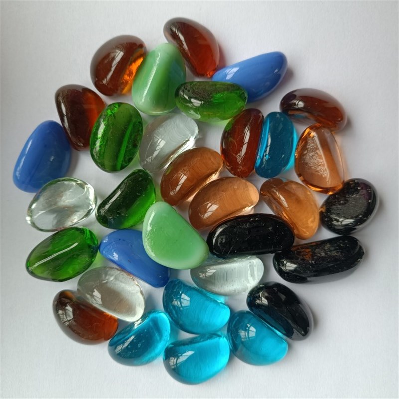 玻璃扁珠 雨花石鱼缸装饰彩色扁珠腰果石头 考古挖宝雨花石玻璃珠