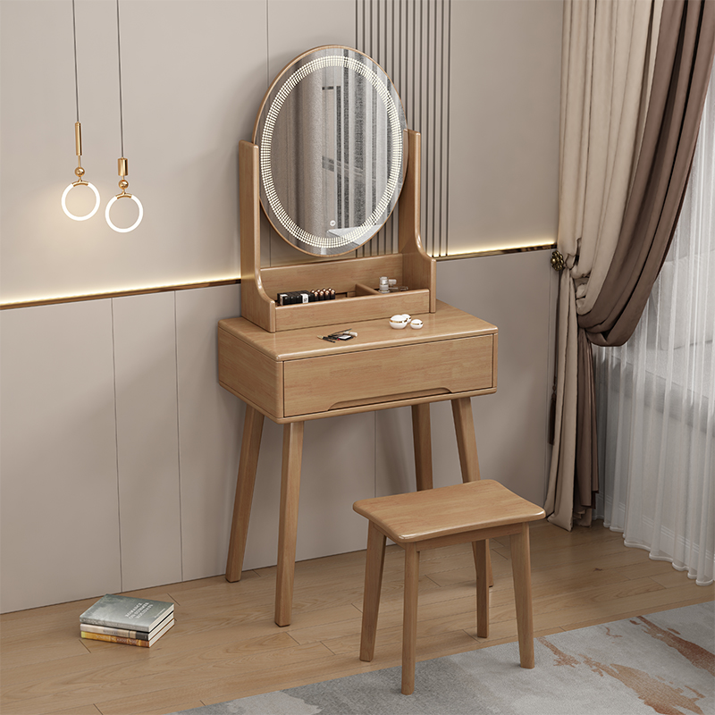 实木梳妆台斗柜一体卧室高级感轻奢意式简约化妆台小型化妆桌主卧