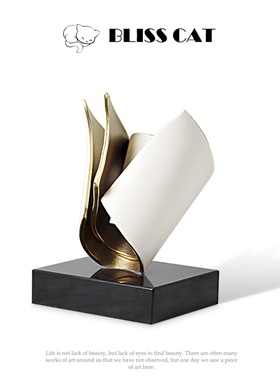 现代轻奢金色陶瓷抽象雕塑摆件售楼处酒店玄关桌面软装艺术装饰品