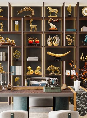 高档客厅展示酒柜装饰品摆件新中式玄关隔断柜博古架书柜轻奢家居