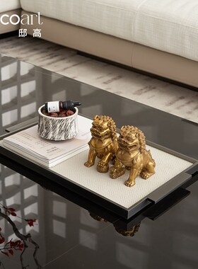 邸高家居样板间托盘香薰摆件现代新中式客厅茶几桌面装饰组合搭配