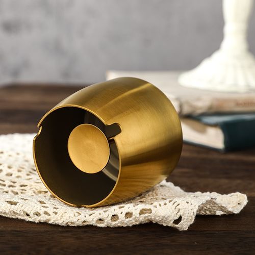 加厚防风不锈钢烟灰缸带盖子时尚家用商务电竞台球茶桌烟灰盅印字