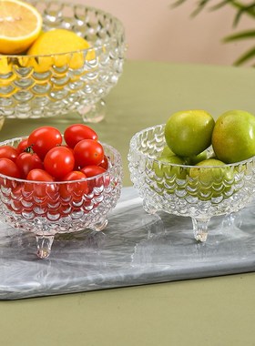 日式甜品碗网红轻奢沙拉碗金边玻璃碗套装糖水汤碗家用透明