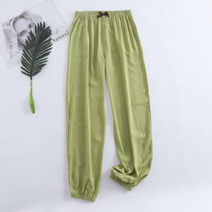 休闲家居裤 单件长裤 防蚊裤 夏季 睡裤 棉绸收腿裤 广场舞蹈裤 女士薄款