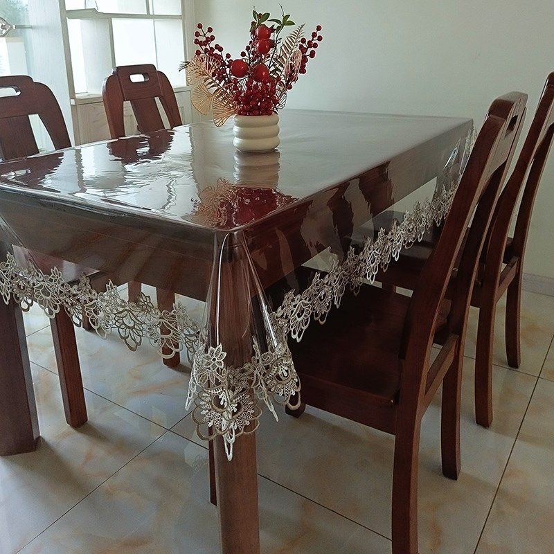 pvc餐桌布防水防油免洗防烫塑料透明桌垫长方蕾丝花边茶几盖台布,居家布艺,茶几垫,淘宝优惠券,粉丝福利购,淘宝优惠卷