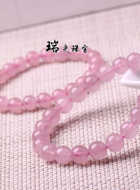 天然马粉晶手链 马达加斯红粉晶奶油体单圈手链 女饰品桃花手串