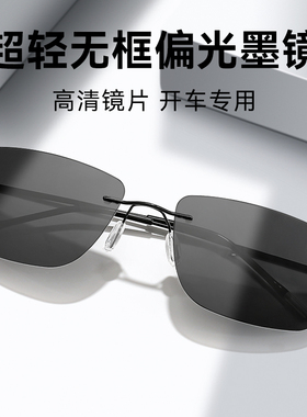墨镜男款开车专用日夜两用偏光驾驶变色太阳眼镜2024新款超轻无框