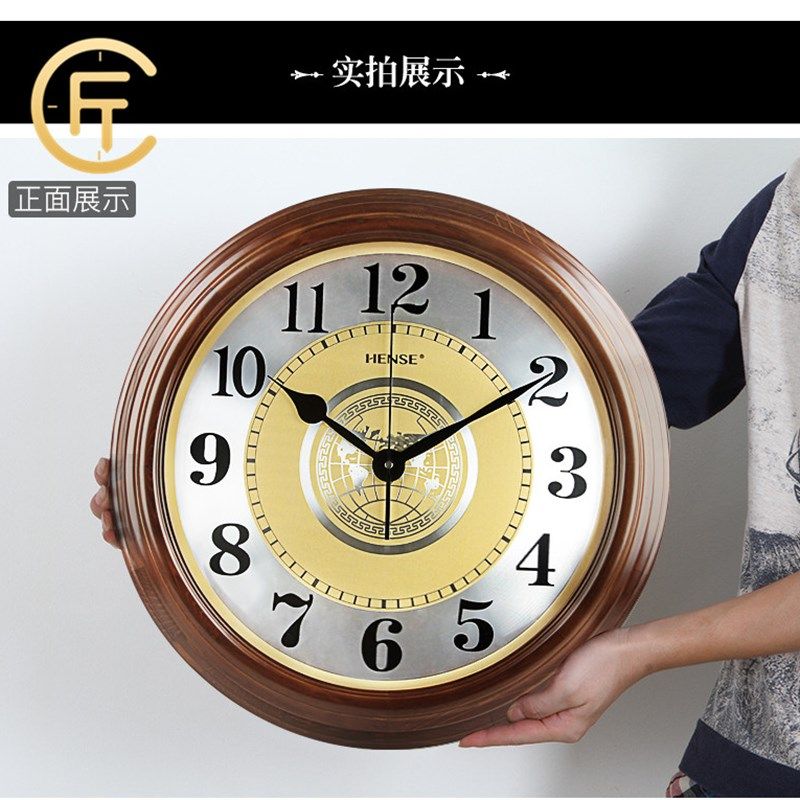 胖匠实木挂钟客厅中式静音大号时钟现代创意餐厅卧室家用装饰钟表