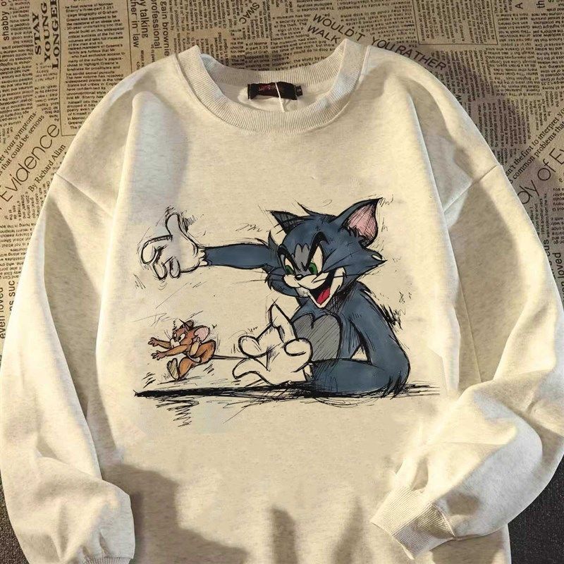 美式潮牌印花卡通重磅纯棉无帽卫衣男女秋冬加绒加厚上衣套头外套,男装,大码上装,淘宝优惠券,粉丝福利购,淘宝优惠卷