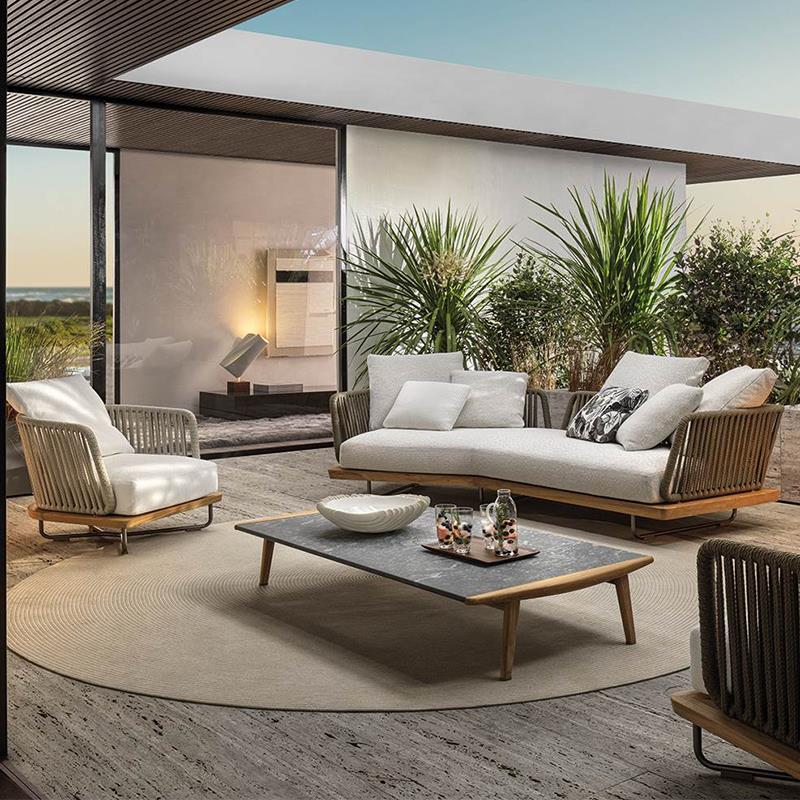 北欧户外沙发组合设计师庭院别墅露台民宿实木藤编沙发椅家具