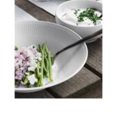 妙HOME白色竖纹浮雕陶瓷深盘简约ins骨瓷餐具水果盘子意面盘汤盘