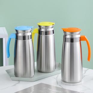 不锈钢冷水壶家用加厚耐热凉水壶带盖大容量餐厅茶水壶咖啡壶 韩式
