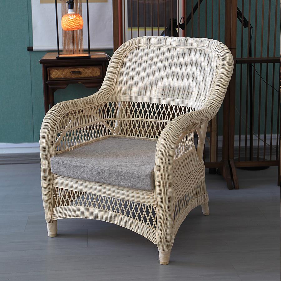 真藤编织沙发椅子户外庭院客厅阳台休闲懒人逍遥椅单人老人复古椅