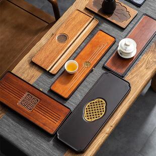 茶盘实木家用小型干泡台小托盘一人用花梨木功夫茶具茶台排水茶海