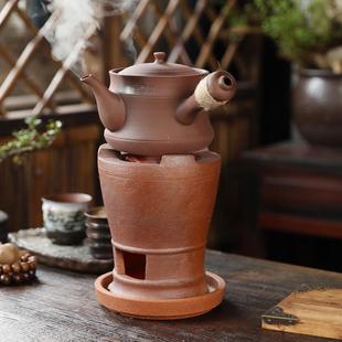 陶瓷烧水壶电陶炉家用大壶口养生壶 古陶坊大竹节煮茶壶碳炉套装