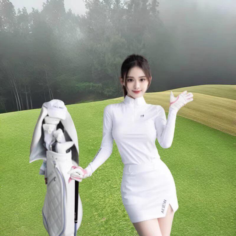 德国新款高尔夫球服女装春夏防晒上衣golf修身包臀短裙裤运动套装