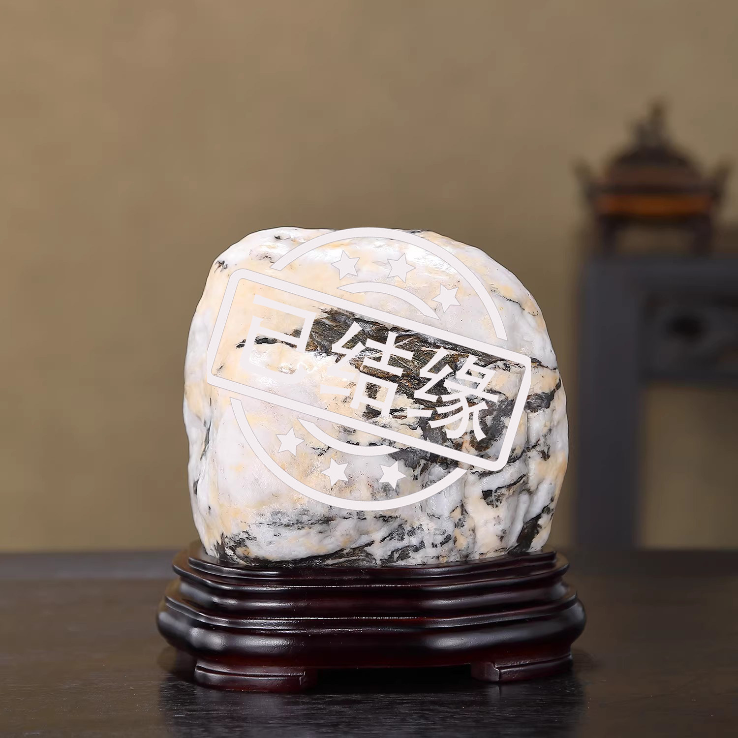 顶爷奇石原石靠山收藏国画石摆件