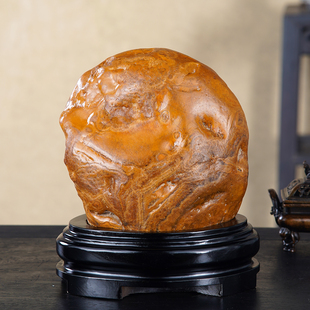 顶爷天然原石奇石【岁脉天成】黄蜡脉筋石收藏装饰摆件镇宅靠山石