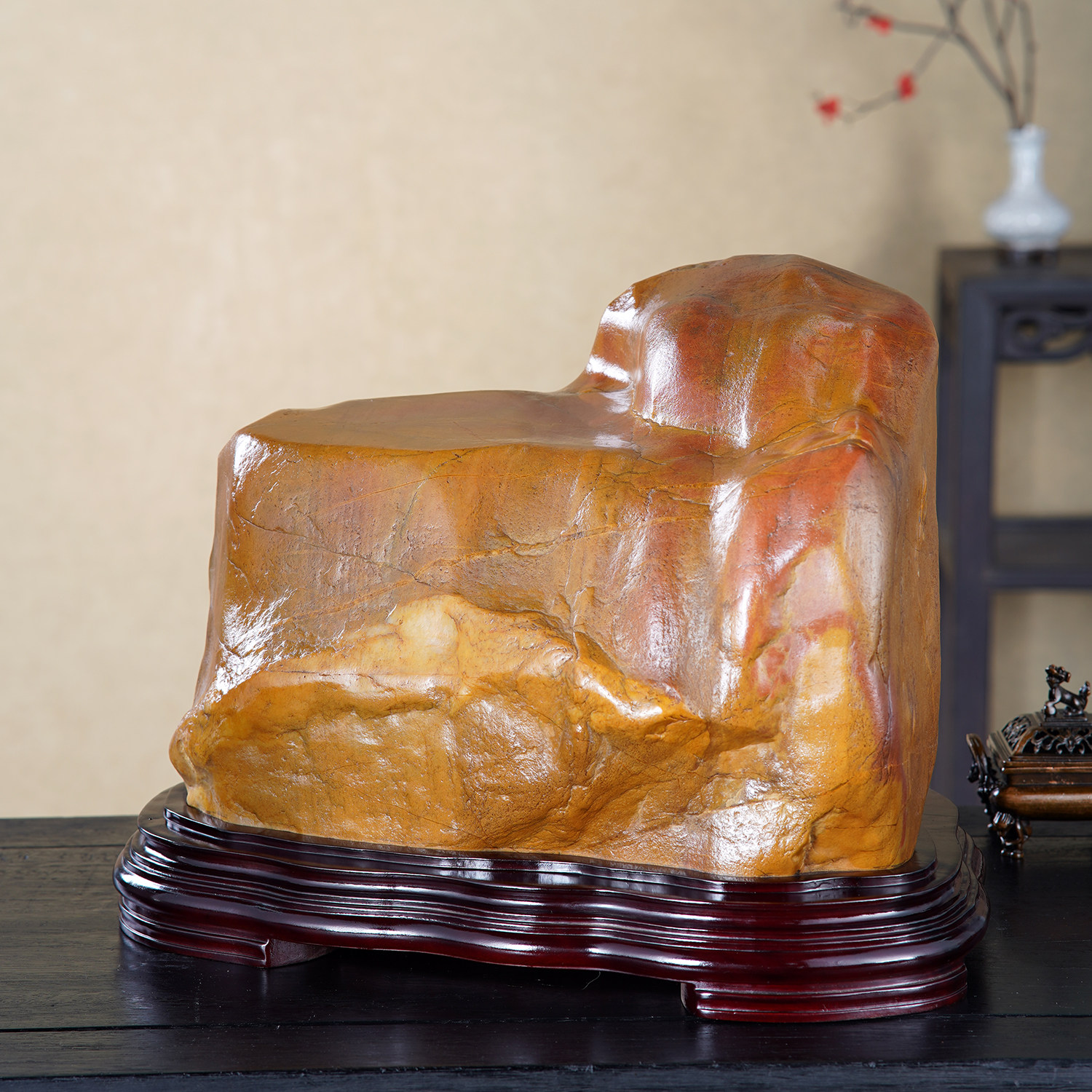 顶爷天然原石奇石【台上青峰】彩陶石收藏装饰摆件镇宅招财靠山石