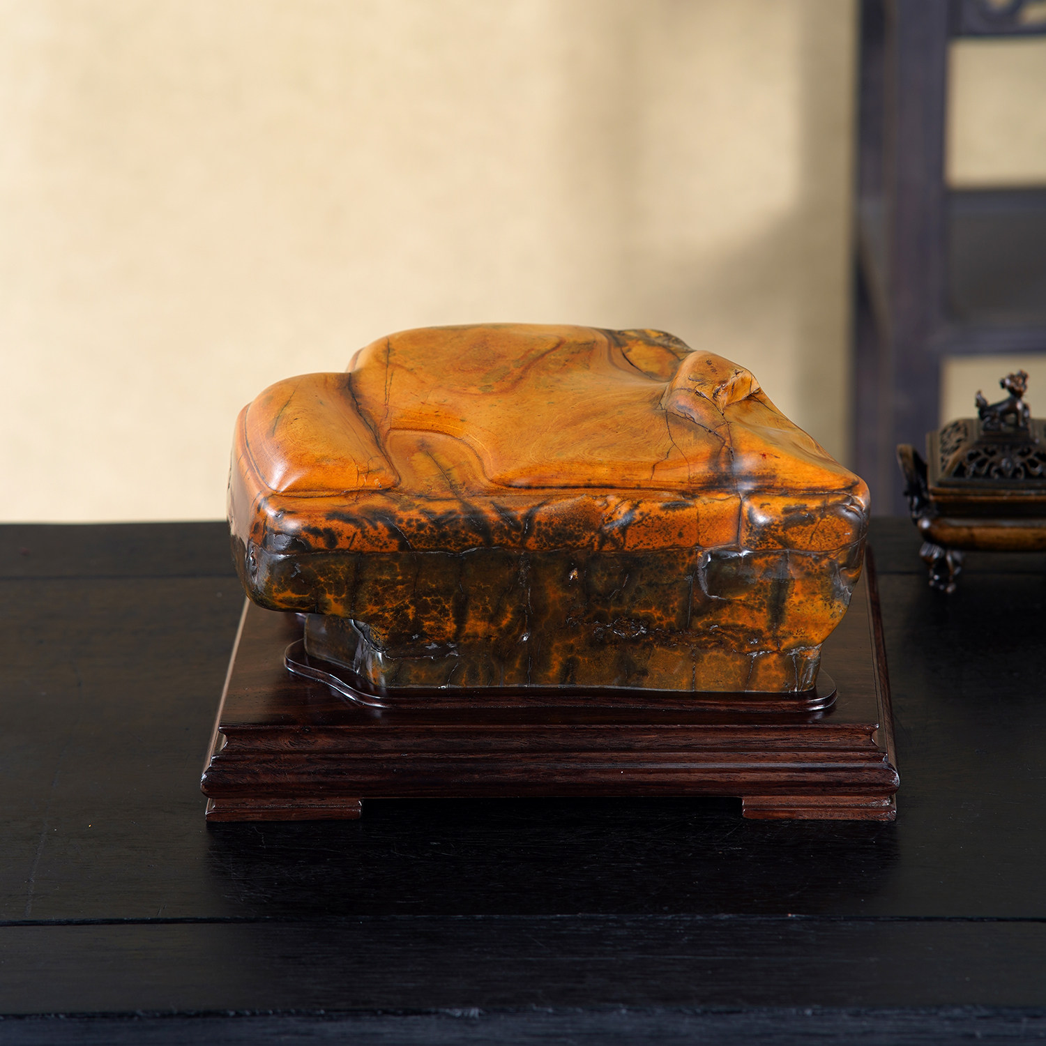 顶爷天然原石奇石【金辉岁象】彩陶石收藏装饰摆件镇宅把玩靠山石