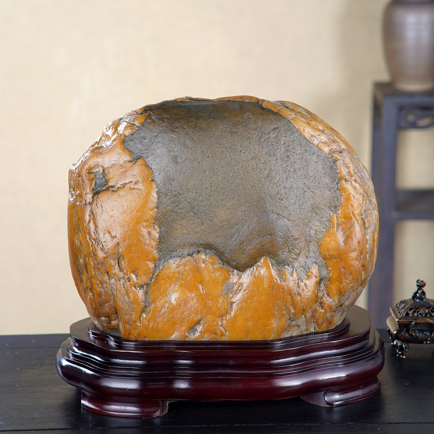 顶爷天然原石奇石【富牛聚财】黄蜡石收藏装饰摆件镇宅招财靠山石