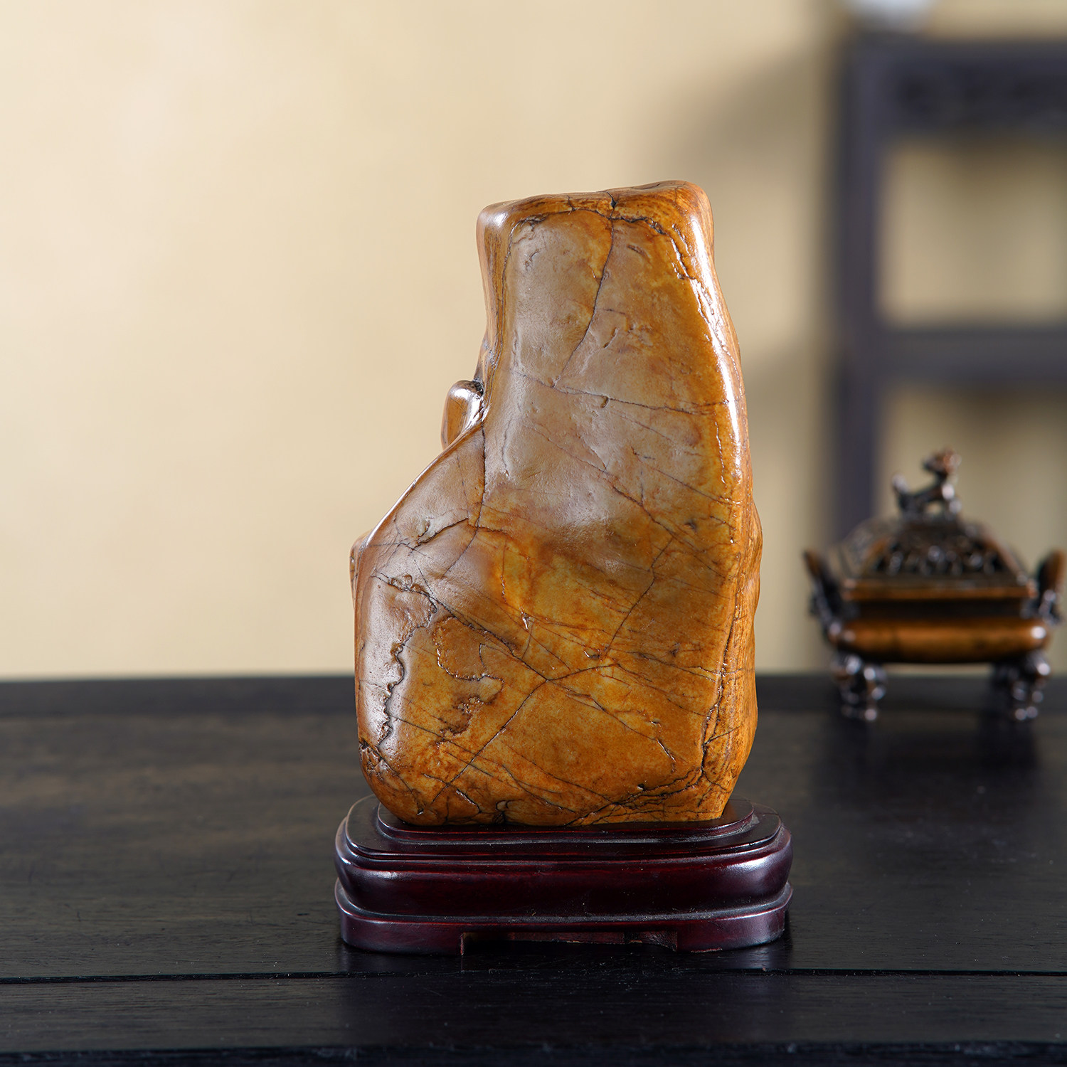 顶爷天然原石奇石【金纹古碑】大化石收藏装饰摆件镇宅把玩靠山石