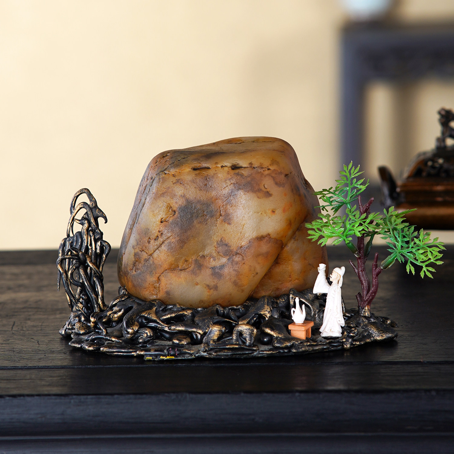 顶爷天然原石奇石【太白醉月】黄蜡石收藏装饰摆件镇宅把玩靠山石