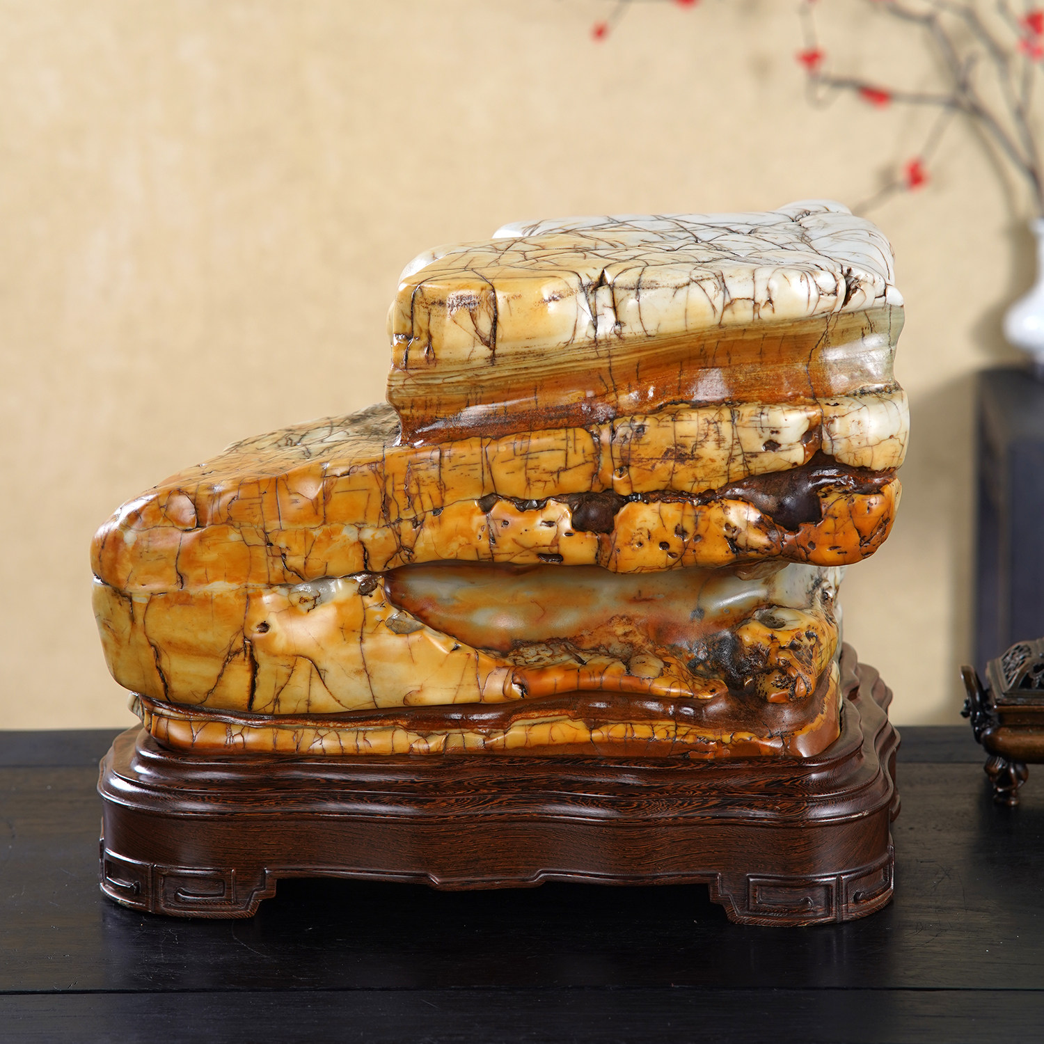 顶爷天然原石奇石【金阶玉台】彩陶玉石收藏装饰摆件镇宅靠山石