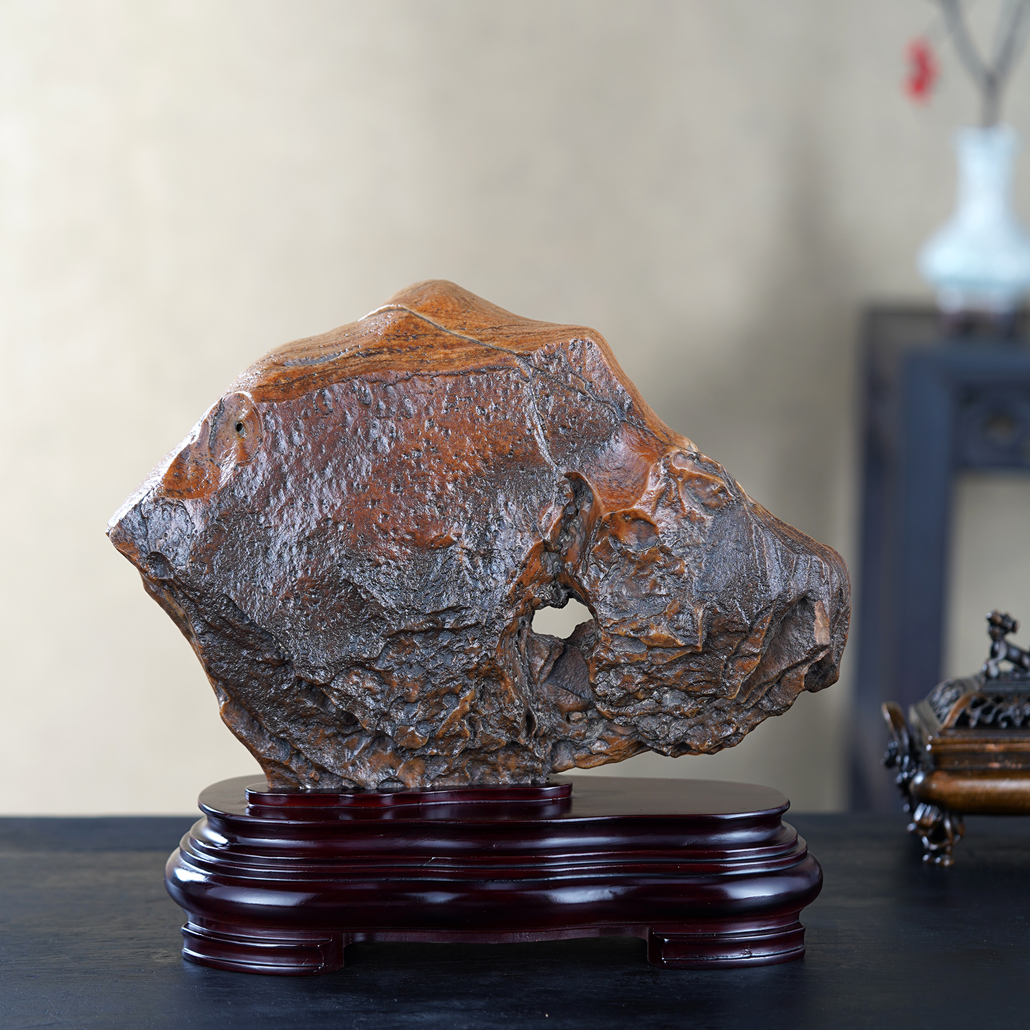 顶爷天然原石奇石【石锦运通达沙漠漆】戈壁收藏观赏镇宅靠山摆件