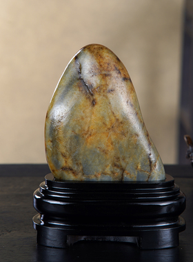 顶爷奇石原石和田青花籽料摆件