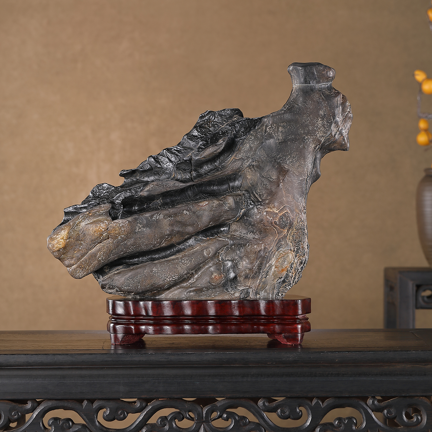 顶爷天然原石奇石【上古羽人灵璧石】收藏观赏招财镇宅靠山石摆件