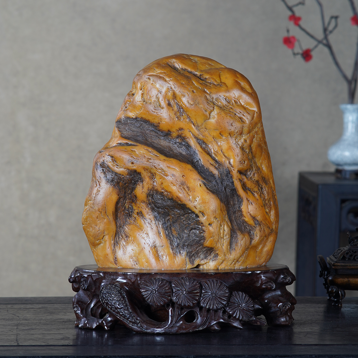 顶爷奇石原石靠山石装饰收藏摆件