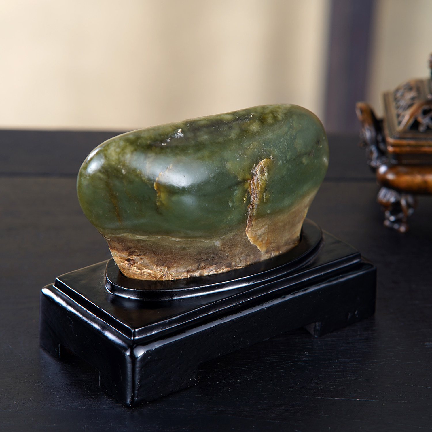 顶爷天然原石奇石【和田青玉籽料】新疆收藏摆件镇宅招财把玩件