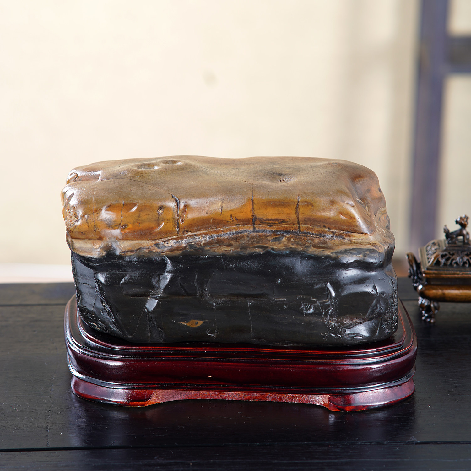 顶爷天然原石奇石【金台厚基】彩陶石收藏装饰摆件镇宅招财靠山石