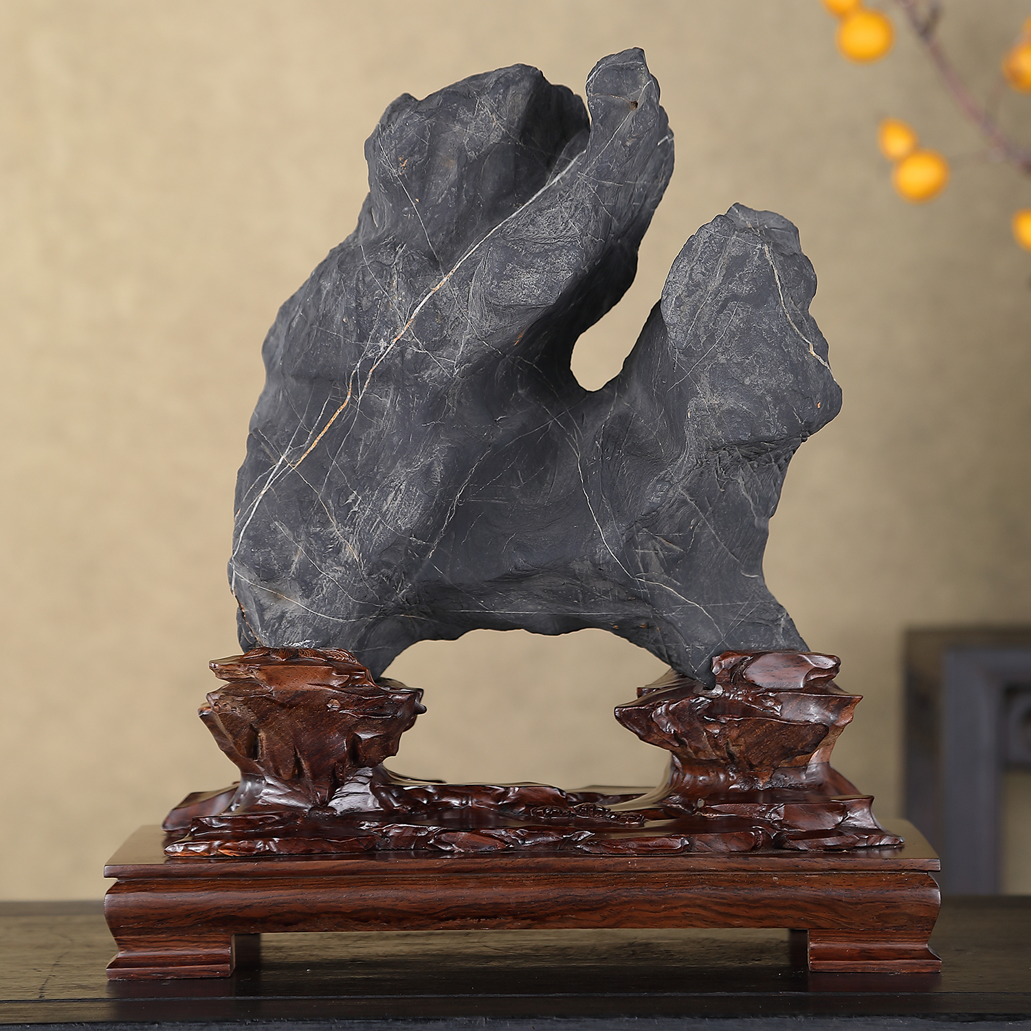 顶爷天然原石奇石【瑞狮献瑞灵璧石】收藏观赏招财镇宅靠山摆件