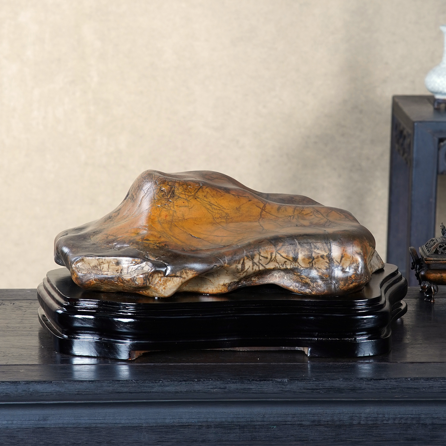 顶爷天然原石奇石 【静水禅境水冲石】收藏摆件 彩陶石镇宅靠山石