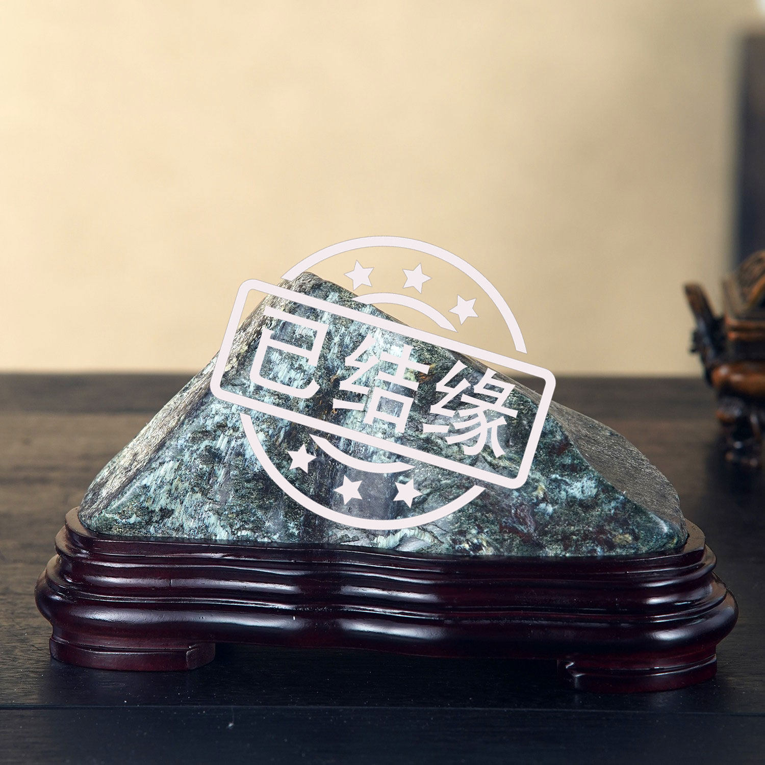 顶爷天然原石奇石【碧海凝翠】崂山绿石收藏装饰摆件镇宅靠山石