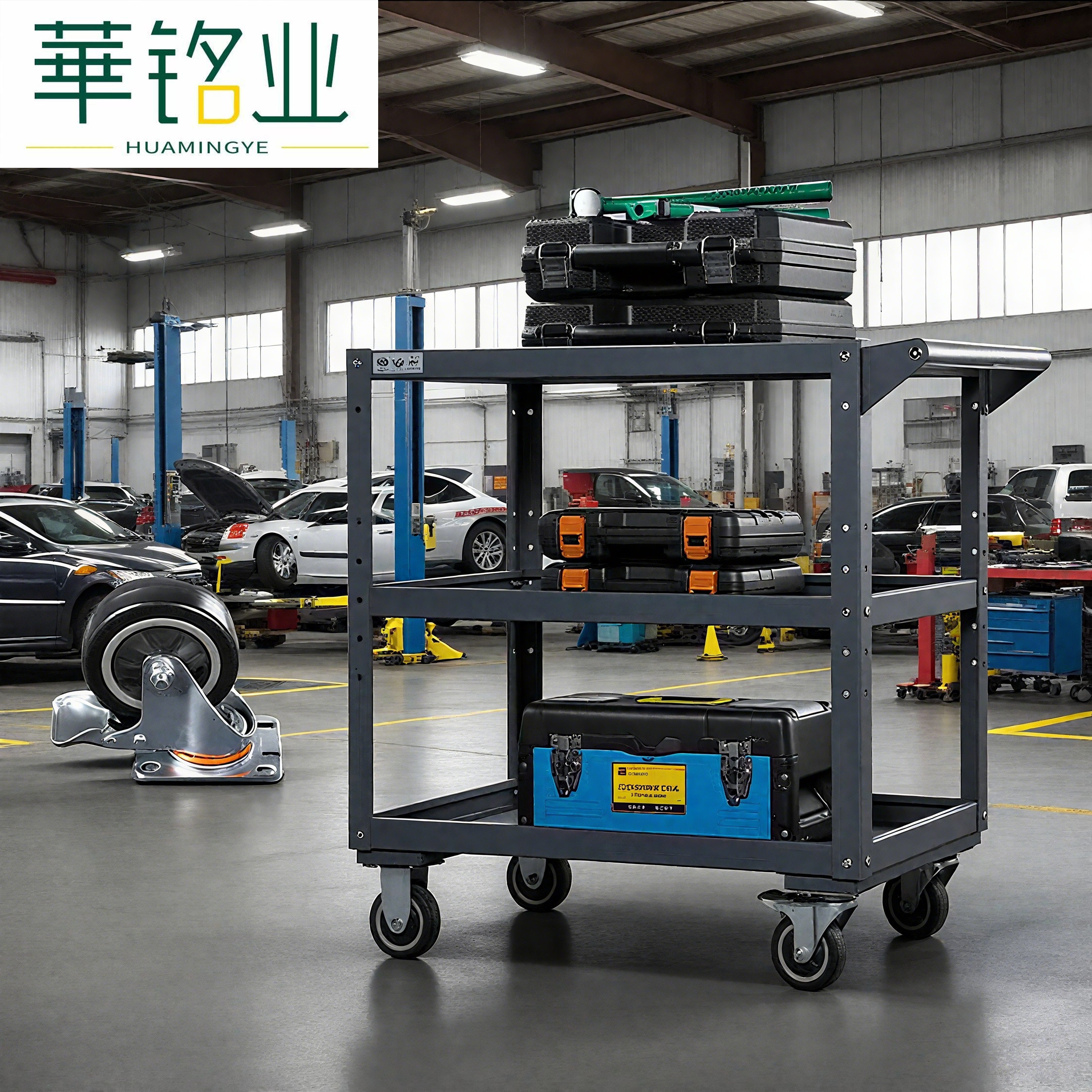 汽修工具车手推车加厚多功能车间维修三层移动收纳层架子汽车修理