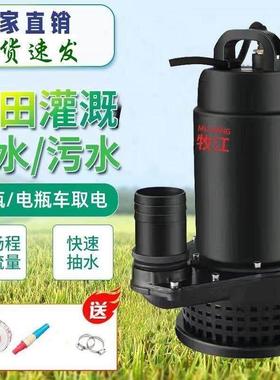 直流电瓶车污水泵12V抽水机48V60V农田灌溉浇菜潜水泵清污两用泵