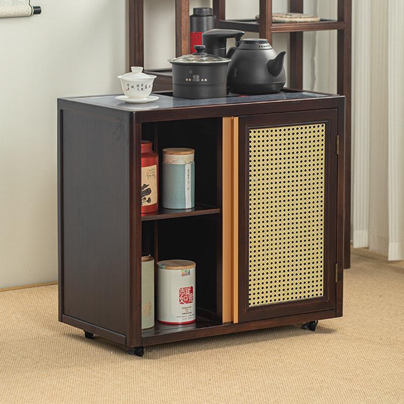 中实木茶水柜移动边几用家沙CTB-QFYB发茶几蜡木茶水台烧水壶白一