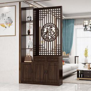 新中式玄关柜客厅隔间柜一体现代进门鞋柜新屏风柜入门门厅柜装饰