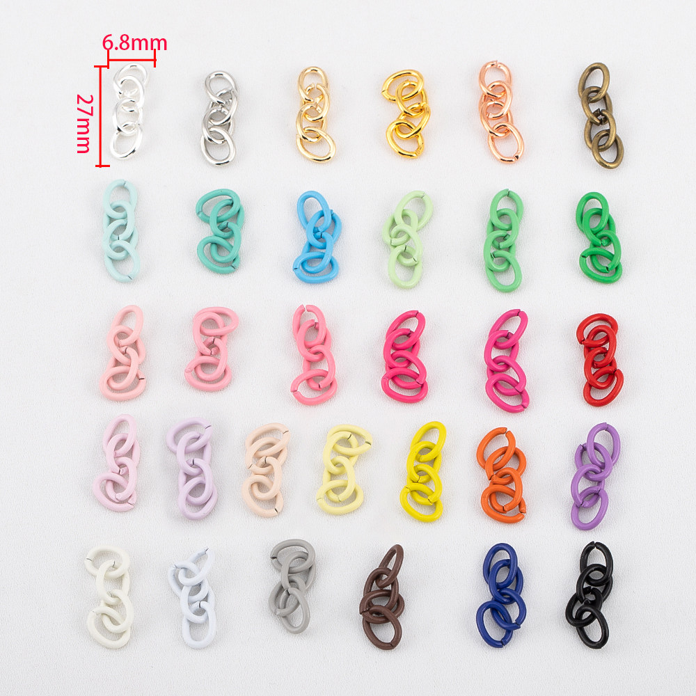 컬러 페인팅 가방 재료 체인 펄라이트 DIY 키체인 핸드메이드 연장 체인 참 이미지 3