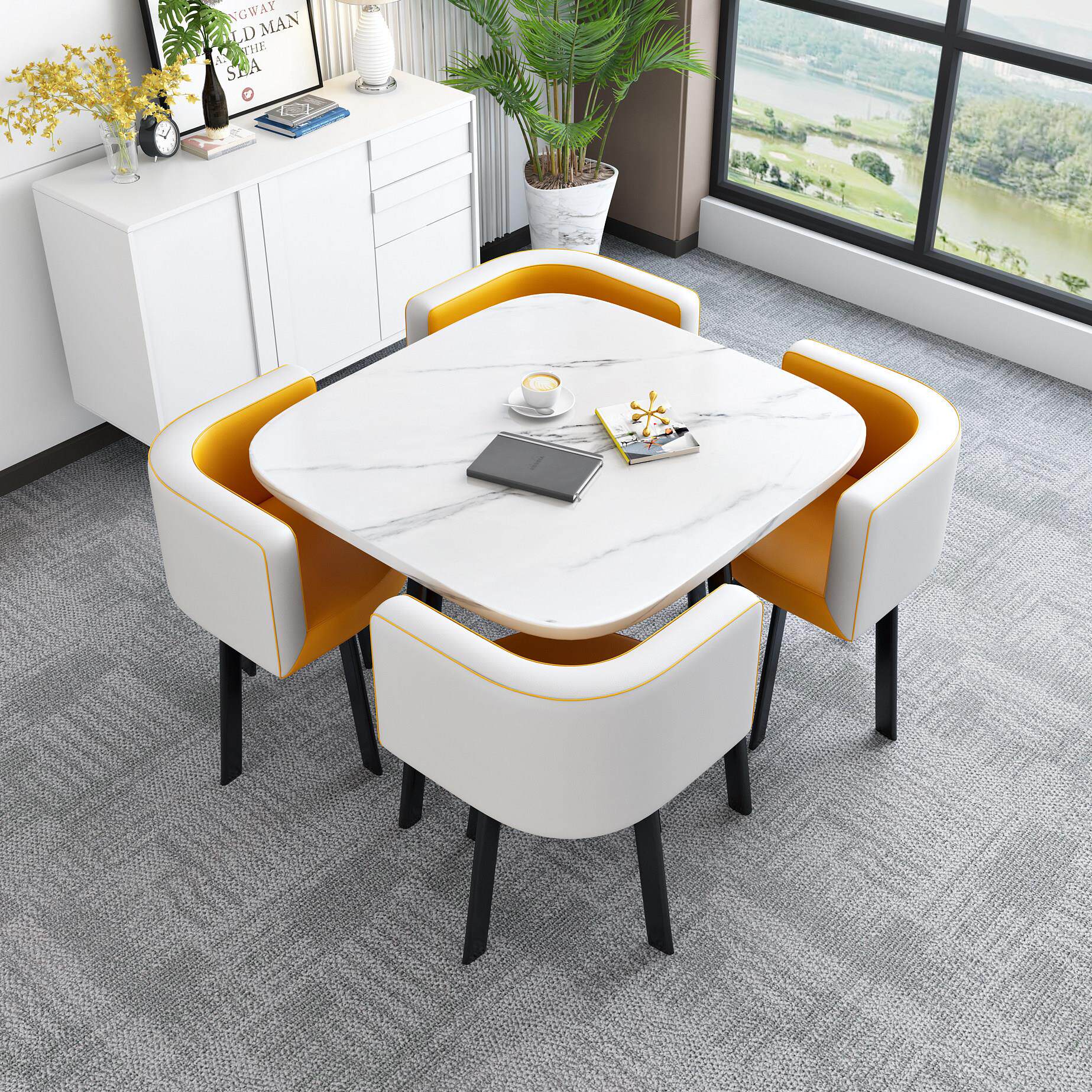 洽谈桌椅组合套装休闲接待圆形谈判会客桌休息区奶茶甜品店餐桌椅