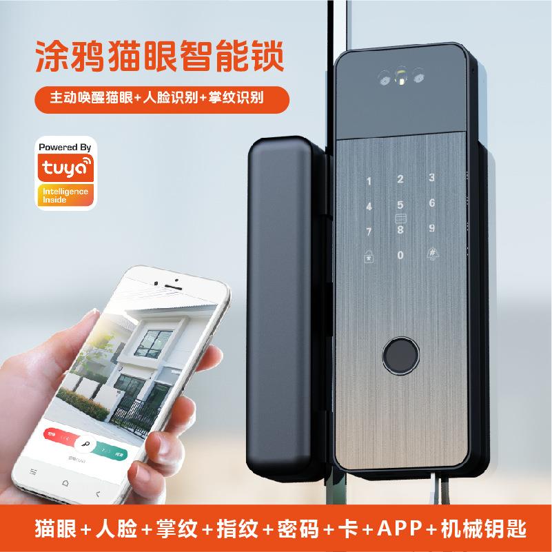 办公室人脸识别掌纹手机tuya远程可视猫眼电子木门玻璃门智能锁