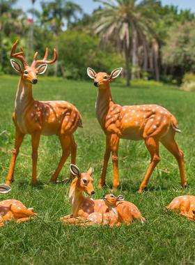 花园摆件田园树脂仿真梅花鹿园林雕塑摆设工艺品庭院景观动物装饰
