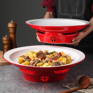 机械手炒鸡大盘鸡盘子剁椒鱼头专用盘盘子蜡烛加热炉干锅酒店餐具